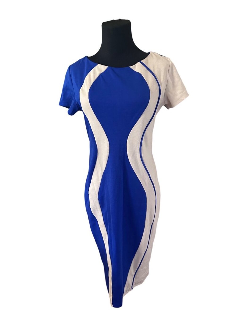 Courtney blue and tan form fitted dress size L